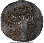 LOWER DANUBE. Imitating Thasos. Ca. 2nd-1st centuries BC. AR tetradrachm (33mm, 16.49 gm, 11h). NGC AU 5/5 - 2/5, bent. Head of Dionysus right, crowne...