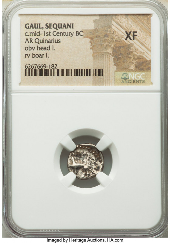 CENTRAL GAUL. Sequani. Ca. mid-1st Century BC. AR quinarius (13mm, 5h). NGC XF. ...