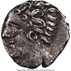 GAUL. Massalia. Ca. 1st century BC. AR obol (9mm, 6h). NGC VF. Ca. 100-50 BC. Bare head of Apollo left; dotted border / MA, legend within two spokes o...