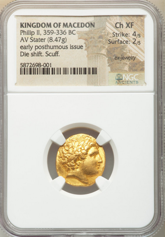 MACEDONIAN KINGDOM. Philip II (359-336 BC). AV stater (19mm, 8.47 gm, 5h). NGC C...
