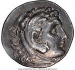 MACEDONIAN KINGDOM. Alexander III the Great (336-323 BC). AR tetradrachm (31mm, 16.93 gm, 12h). NGC Choice XF 5/5 - 3/5, slight bend. Late posthumous ...