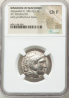 MACEDONIAN KINGDOM. Alexander III the Great (336-323 BC). AR tetradrachm (25mm, 1h). NGC Choice Fine. Late lifetime or early posthumous issue of Amphi...