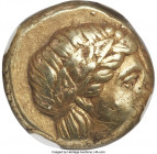 LESBOS. Mytilene. Ca. 377-326 BC. EL sixth-stater or hecte (10mm, 2.54 gm, 11h). NGC XF 3/5 - 4/5. Laureate head of Apollo (Dionysus?) right / Head of...