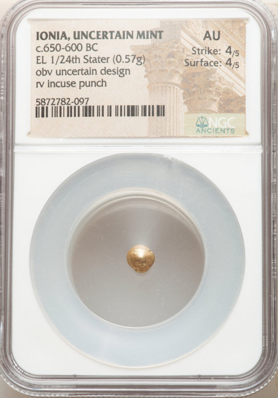 IONIA. Uncertain mint. Ca. 650-600 BC. EL 1/24 stater or myshemihecte (6mm, 0.57...
