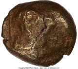 IONIA. Miletus. Ca. 600-550 BC. EL sixth-stater or hecte (10mm, 2.38 gm). NGC VF 2/5 - 4/5. Recumbent lion to left, head reverted; in linear frame / T...