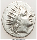 CARIAN ISLANDS. Rhodes. Ca. 88-84 BC. AR drachm (16mm, 2.66 gm, 12h). XF. Plinthophoric standard, Nicephorus, magistrate. Radiate head of Helios right...
