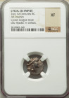 LYCIAN LEAGUE. Olympus. Ca. 167-81 BC. AR drachm (14mm, 1h). NGC XF. Series 2, ca. 88-84 BC. Laureate bust of Apollo right, hair falling in two ringle...