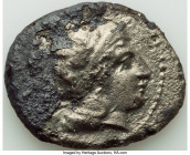 CILICIA. Soloi. Ca. 385-350 BC. AR stater (27mm, 9.55 gm, 5h). VF, corroded. Head of Athena to right, wearing crested Attic helmet decorated with a le...