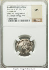 PARTHIAN KINGDOM. Pacorus I (ca. AD 78-120). AR drachm (21mm, 12h). NGC MS. Ecbatana. Bust of Pacorus left with long pointed beard, wearing double ban...