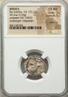 JUDAEA. Bar Kokhba Revolt (AD 132-135). AR zuz (19mm, 3.04 gm, 7h). NGC Choice AU 3/5 - 5/5, overstruck. Undated issue of Year 3 (AD 134/5). Simon (Pa...