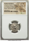 L.Porcius Licinus (ca. 118 BC) with L. Licinius and Cn. Domitius as duoviri. AR serratus denarius (19mm, 3.90 gm, 7h). NGC Choice AU 4/5 - 5/5, overst...