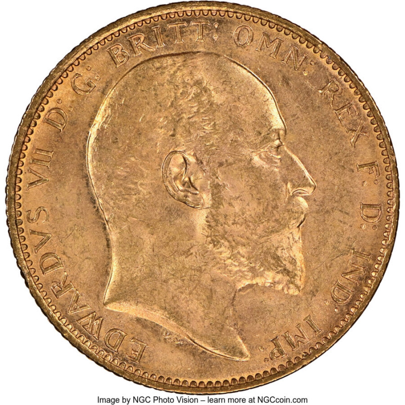Edward VII gold Sovereign 1907-M MS64 NGC, Melbourne mint, KM15. AGW 0.2355 oz. ...
