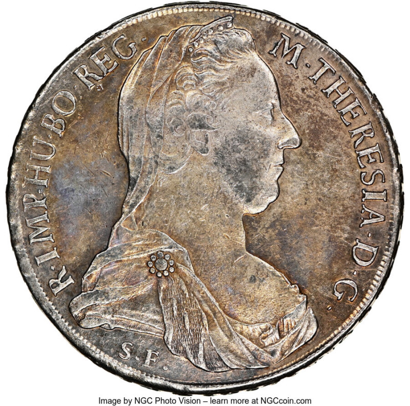 Maria Theresa Restrike Taler 1780-Dated AU Details (Cleaned) NGC, Milan mint, KM...