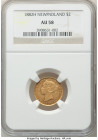 Newfoundland. Victoria gold 2 Dollars 1882-H AU58 NGC, Heaton mint, KM5. Mintage: 25,000. From the "For My Daughters" Collection 

HID09801242017

© 2...