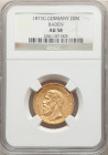 Baden. Friedrich I gold 20 Mark 1873-G AU58 NGC, Karlsruhe mint, KM261. 

HID09801242017

© 2022 Heritage Auctions | All Rights Reserved