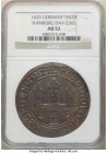 Hamburg. Free City Taler (32 Schilling) 1623 AU53 NGC, KM123, Dav-5365. With name and title of Ferdinand II. Toned a lavender-gray with red & gold acc...