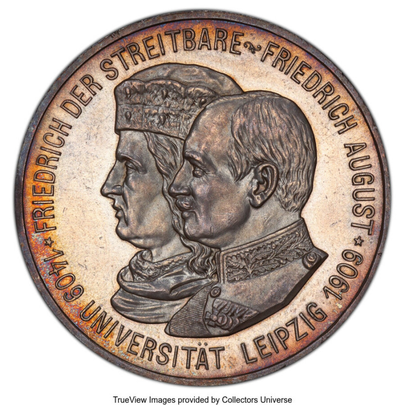 Saxony. Friedrich August III "Leipzig University" 5 Mark 1909 MS64 PCGS, Berlin ...