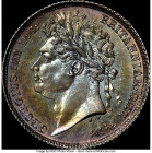 George IV 6 Pence 1825 MS62 NGC, KM691, S-3814. Teal toned centers with rose and gold edges. Ex. Eric P. Newman Collection From the "For My Daughters"...