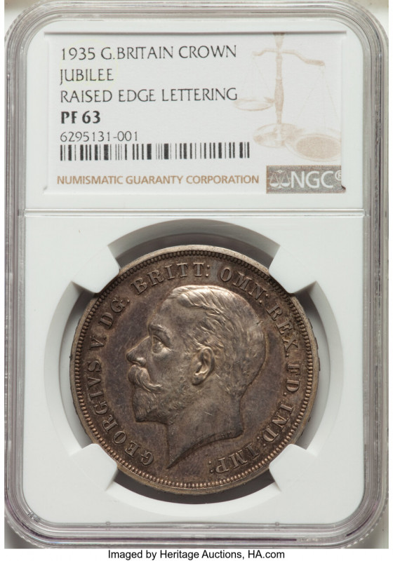 George V Proof Crown 1935 PR63 NGC, KM842. Raised edge lettering. Jubilee crown....