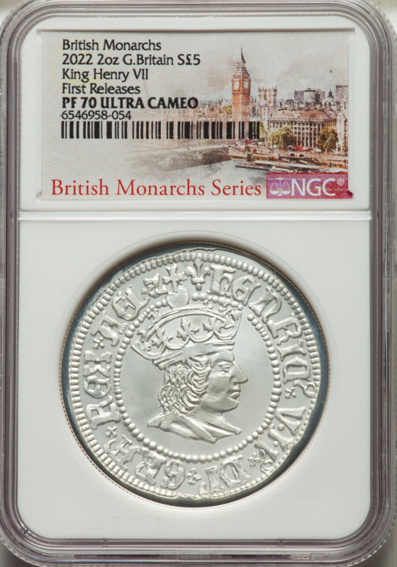 Elizabeth II silver Proof "King Henry VII" 5 Pounds (2 oz) 2022 PR70 Ultra Cameo...