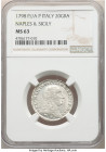 Naples & Sicily. Ferdinando IV 20 Grana 1798 P//AP-M MS63 NGC, KM210. Argent toned with peripheral reflectivity, few obverse adjustments. From the Med...
