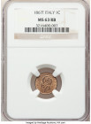 Vittorio Emanuele II Centesimo 1867-T MS63 Red and Brown NGC, Turin mint, KM1.3. Scarce in mint state. From the Meduno Collection 

HID09801242017

© ...