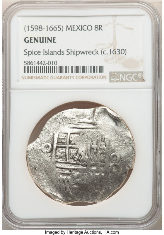 Philip III or IV (1598-1665) "Spice Islands" Shipwreck 8 Reales ND (c. 1630) Gen...