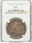 Republic 3-Piece Certified Set 1931-R NGC, 1) 5 Lire AU58 , KM9 2) 10 Lire MS63 , KM10 3) 20 Lire MS63 , KM11 Rome mint. A choice set of deeply toned ...