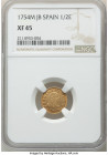 Ferdinand VI gold 1/2 Escudo 1754 M-JB XF45 NGC, Madrid mint, KM378. 

HID09801242017

© 2022 Heritage Auctions | All Rights Reserved
