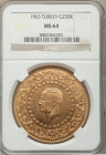 Republic gold "Monnaie de Luxe" 250 Kurush 1963 MS64 NGC, Istanbul mint, KM873. AGW 0.5171 oz. 

HID09801242017

© 2022 Heritage Auctions | All Rights...