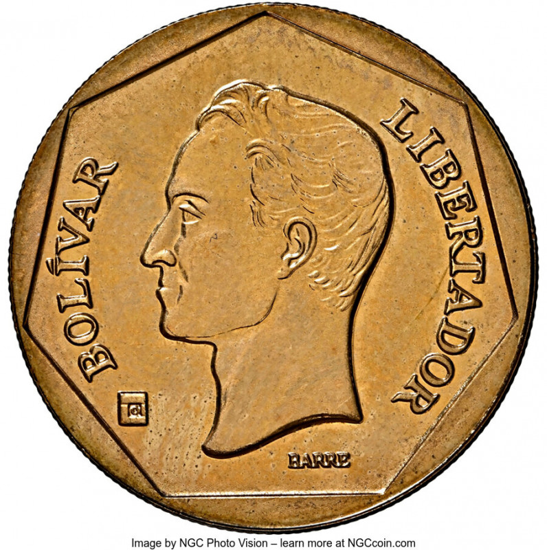 Republic brass Off-Metal Strike 50 Bolivares 2000 MS66 NGC, Maracay mint, KM-Unl...