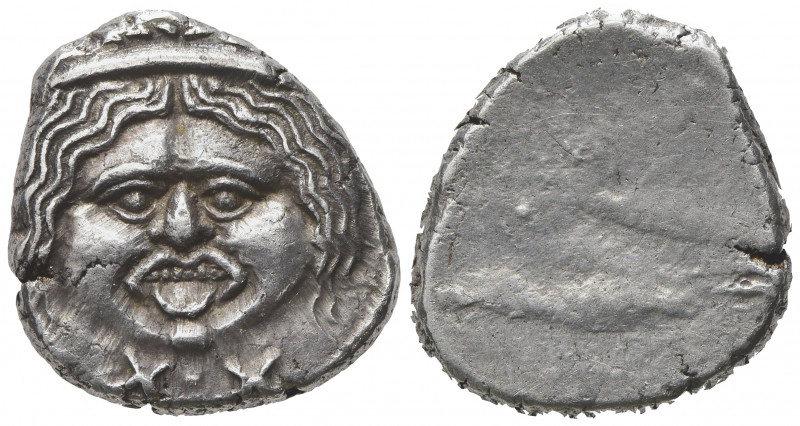 Etruria, Populonia, 20-asses, ca. 300-250 BC; AR (g 8,32; mm 20); Head of Metus ...