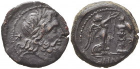 Campania, Capua, Uncia struck during the Second Punic War, ca. 216-211 BC; AE (g 6,97; mm 21; h 6); Laureate head of Zeus r.; behind, star, Rv. Nike s...