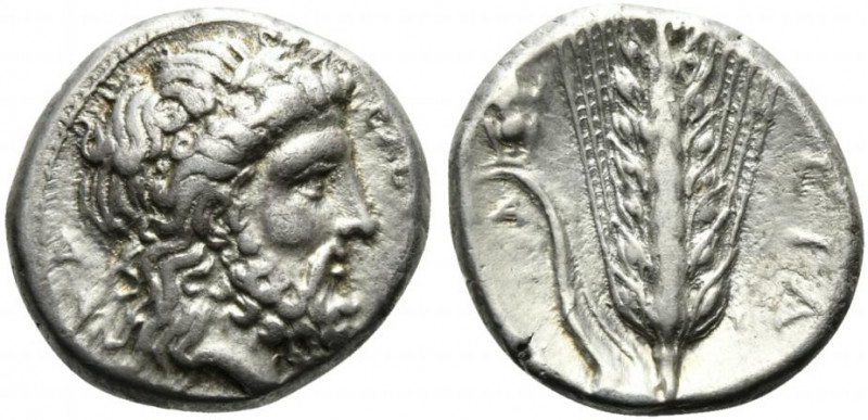 Lucania, Metapontion, Stater, ca. 340-330 BC; AR (g 7,70; mm 20; h 6); Head of Z...