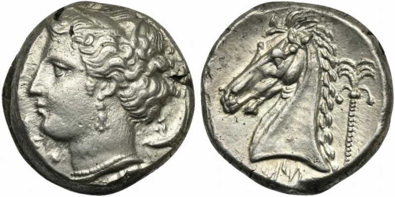 Sicily, Entella - Punic issues, Tetradrachm, ca. 320-300 BC; AR (g 17,03; mm 23;...
