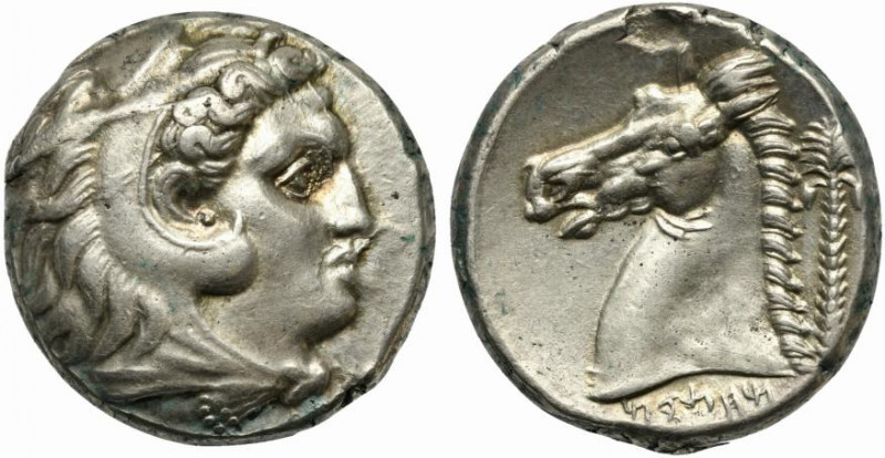 Sicily, Entella - Punic issues, Tetradrachm, ca. 300-289 BC; AR (g 16,77; mm 23;...