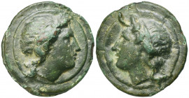 Apollo/Apollo series, Cast As, Rome, ca. 270 BC; AE (g 287; mm 65; h 12); Diademed head of Apollo r; above, I, Rv. Diademed head of Apollo l.; above, ...