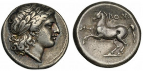 Anonymous, Didrachm, Neapolis or Rome, ca. 234-231 BC; AR (g 6,67; mm 19; h 4); Laureate head of Apollo r., Rv. Horse prancing l.; above, ROMA. Crawfo...