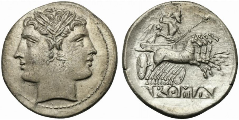 Anonymous, Quadrigatus, Rome, ca. 225-212 BC; AR (g 5,84; mm 21; h 6); Laureate ...