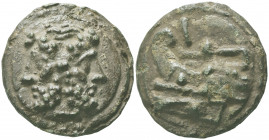 Post-Semilibral series, Cast As, Rome, ca. 215-212 BC; AE (g 112; mm 45; h 12); Bearded head of Janus, Rv. Prow l.; above, I. Crawford 41/5a; ICC 105....