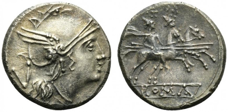 Anonymous, Quinarius, Uncertain Italian mint, ca. 211-210 BC; AR (g 2,02; mm 15;...