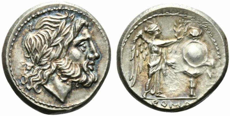 Anonymous, Victoriatus, Sicily, ca. 211-208 BC; AR (g 3,33; mm 16; h 4); Laureat...