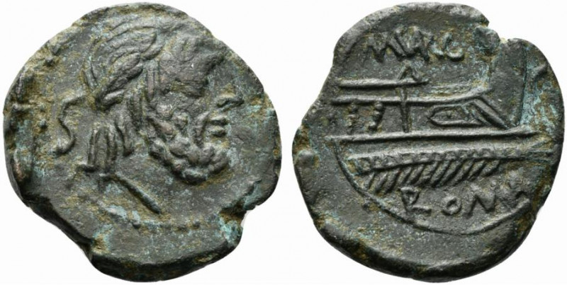 M. Vargunteius, Semis, Rome, ca. 130 BC; AE (g 10,64; mm 23; h 7); Laureate head...