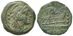 Elephant's Head series (L. Caecilius Metellus Diadematus, or Delmaticus - ?), Quadrans, Rome, ca. 128 BC; AE (g 4,19; mm 19; h 4); Head of Hercules r....