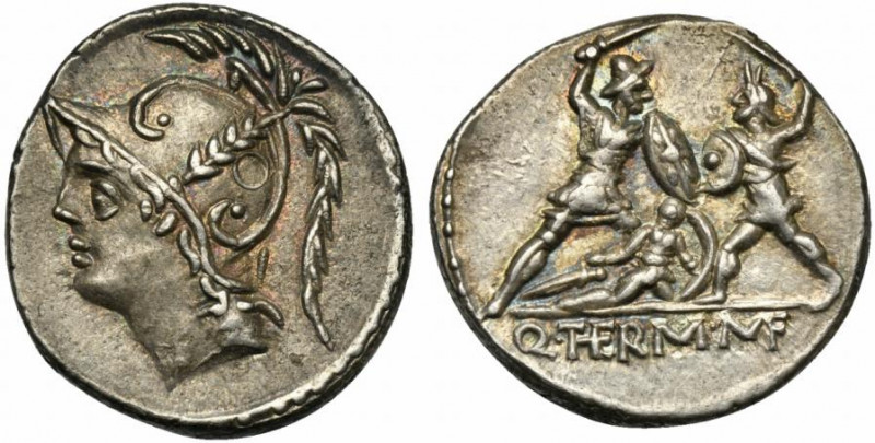 Q. Minucius Thermus M.f., Denarius, Rome, 103 BC; AR (g 3,91; mm 19; h 3); Helme...