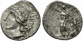 The Bellum Sociale, Denarius, Bovianum, Corfinium or Aesernia, ca. 90-89 BC; AR (g 3,53; mm 18; h 1); Laureate head of Italia l.; behind, viteliú in O...