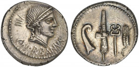 C. Norbanus, Denarius, Rome, 83 BC; AR (g 3,93; mm 19; h 12); Diademed head of Venus r.; below, C NORBANVS; behind, control numeral, Rv. Prow-stem, fa...