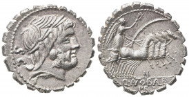 Q. Antonius Balbus, Denarius Serratus, Rome, 83-82 BC; AR (g 4,01; mm 19; h 10); Laureate head of Jupiter r.; behind, S C, Rv. Victory in quadriga r.,...