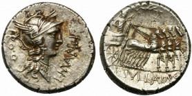 L. Cornelius Sulla Imperator with L. Manlius Torquatus Proquaestor, Denarius, Mint moving with Sulla, 82 BC; AR (g 3,91; mm 17; h 9); Helmeted head of...
