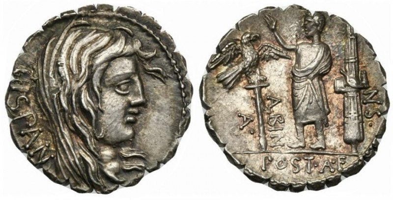 A. Postumius A.f. Sp.n. Albinus, Denarius Serratus, Rome, 81 BC; AR (g 3,97; mm ...
